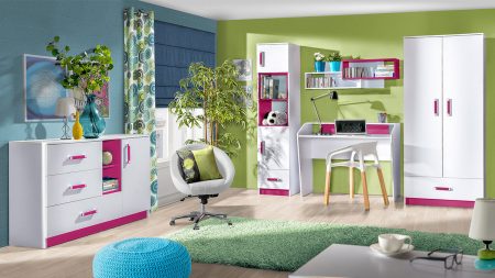 Ifjúsági szoba készlet Akron K107 (Fehér + Rózsaszín) Pécs Bútor boltok bútor webáruházak Baranya megye Bútor