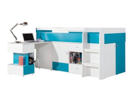 Galériaágy Omaha E122 (Fehér + Türkiz) Pécs Bútor boltok bútor webáruházak Baranya megye Bútor | Ágyak | Ágyak ágyneműtartóval