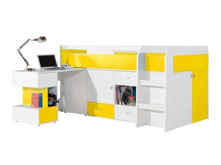 Galériaágy Omaha E122 (Fehér + Sárga) Pécs Bútor boltok bútor webáruházak Baranya megye Bútor | Ágyak | Ágyak ágyneműtartóval