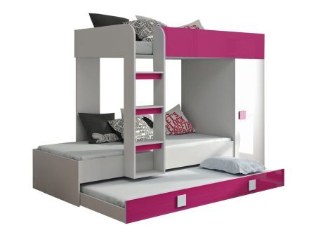 Emeletes ágy Hartford 191 (Fehér + Fényes rózsaszínű + Fényes fehér) Pécs Bútor boltok bútor webáruházak Baranya megye Bútor | Emeletes ágyak