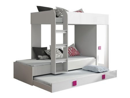 Emeletes ágy Hartford 191 (Fehér + Fényes fehér + Fényes rózsaszínű) Pécs Bútor boltok bútor webáruházak Baranya megye Bútor | Emeletes ágyak