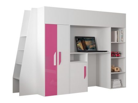 Galériaágy Hartford 355 (Fehér + Fényes rózsaszínű + Fényes fehér) Pécs Bútor boltok bútor webáruházak Baranya megye Bútor | Gyermek bútorok | Galériaágyak