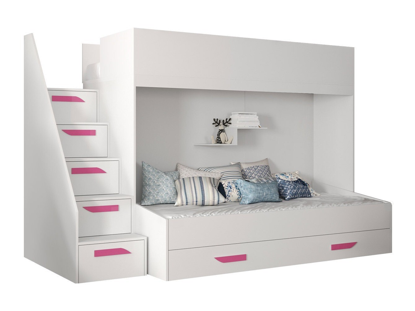 Emeletes ágy Hartford 356 (Fehér + Fényes fehér + Rózsaszín) Pécs Bútor boltok bútor webáruházak Baranya megye Bútor | Emeletes ágyak