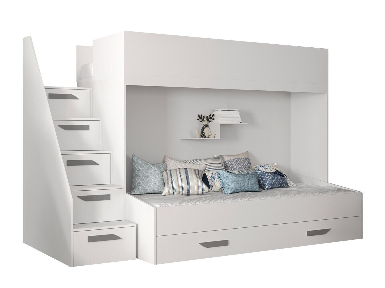 Emeletes ágy Hartford 356 (Fehér + Fényes fehér + Szürke) Pécs Bútor boltok bútor webáruházak Baranya megye Bútor | Emeletes ágyak