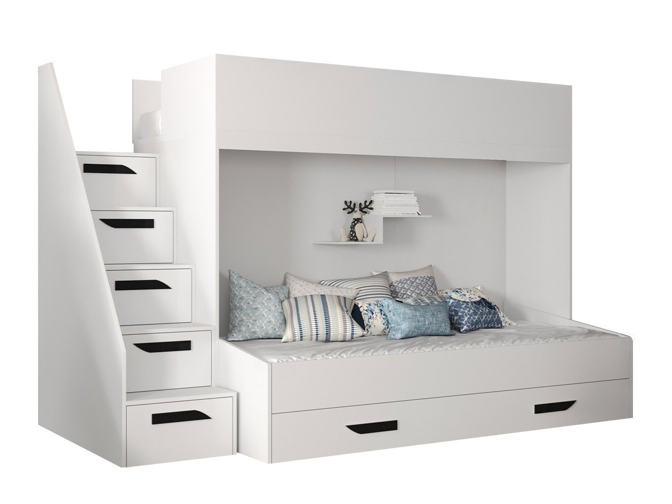 Emeletes ágy Hartford 356 (Fehér + Fényes fehér + Fekete) Pécs Bútor boltok bútor webáruházak Baranya megye Bútor | Emeletes ágyak