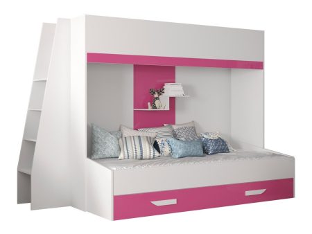 Emeletes ágy Hartford 357 (Fehér + Fényes rózsaszínű + Fényes fehér) Pécs Bútor boltok bútor webáruházak Baranya megye Bútor | Emeletes ágyak