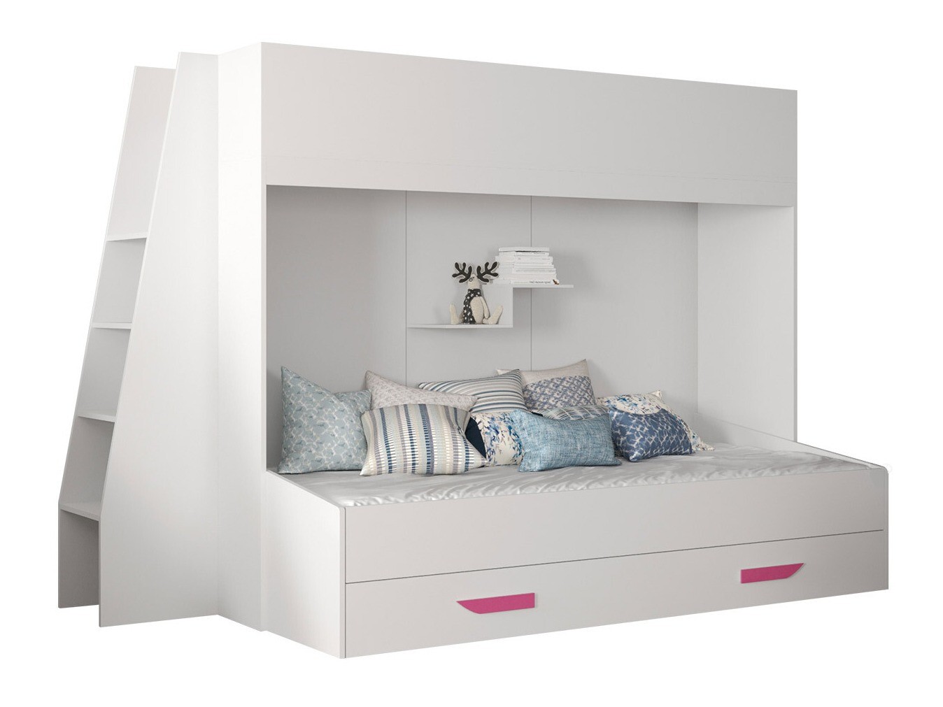 Emeletes ágy Hartford 357 (Fehér + Fényes fehér + Rózsaszín) Pécs Bútor boltok bútor webáruházak Baranya megye Bútor | Emeletes ágyak