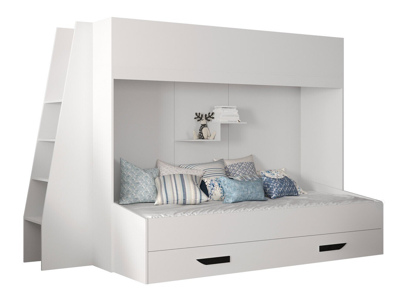Emeletes ágy Hartford 357 (Fehér + Fényes fehér + Fekete) Pécs Bútor boltok bútor webáruházak Baranya megye Bútor | Emeletes ágyak