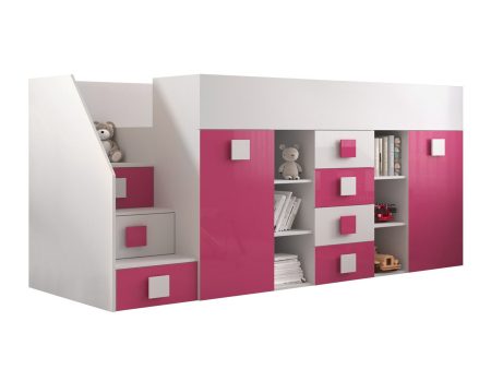 Galériaágy Hartford 366 (Fehér + Fényes rózsaszínű + Fényes fehér) Pécs Bútor boltok bútor webáruházak Baranya megye Bútor | Gyermek bútorok | Galériaágyak