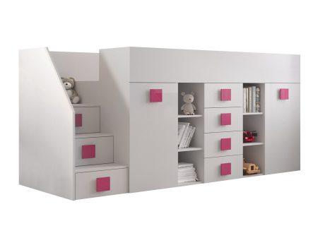 Galériaágy Hartford 366 (Fehér + Fényes fehér + Rózsaszín) Pécs Bútor boltok bútor webáruházak Baranya megye Bútor | Gyermek bútorok | Galériaágyak