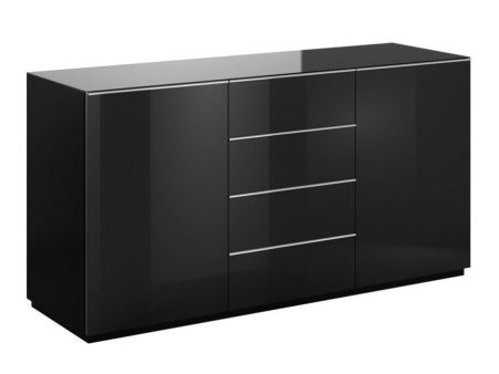 Komód Austin U106 (Fekete + Fényes fekete) Pécs Bútor boltok bútor webáruházak Baranya megye Bútor | Komódok | Komódok ajtókkal