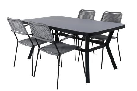 Asztal és szék garnitúra Dallas 2193 (Fekete + Szürke) Pécs Bútor boltok bútor webáruházak Baranya megye Bútor | Kerti bútorok | Étkező bútorkészletek