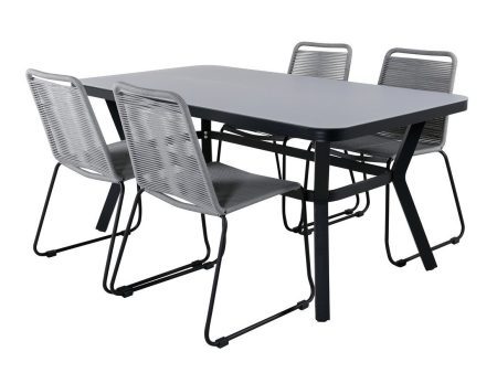 Asztal és szék garnitúra Dallas 2120 (Szürke + Fekete) Pécs Bútor boltok bútor webáruházak Baranya megye Bútor | Kerti bútorok | Étkező bútorkészletek