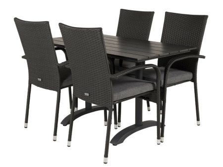 Asztal és szék garnitúra Dallas 2209 (Fekete + Szürke) Pécs Bútor boltok bútor webáruházak Baranya megye Bútor | Kerti bútorok | Étkező bútorkészletek