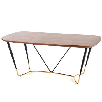 Pécs bútor Asztal Manchester 180 Mdf/Acél – Dió/Aranysárga