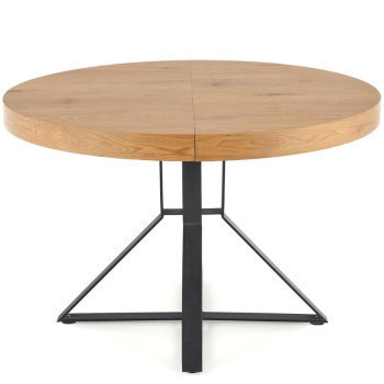 Pécs bútor Asztal Mercy 120/160 Mdf/Acél – Tölgy Aranysárga/Fekete