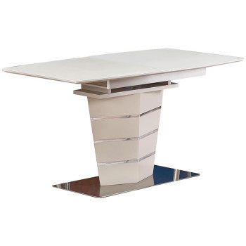 Pécs bútor Asztal Sorento 140/180 Üveg/Mdf/Acél – Champagne Mat