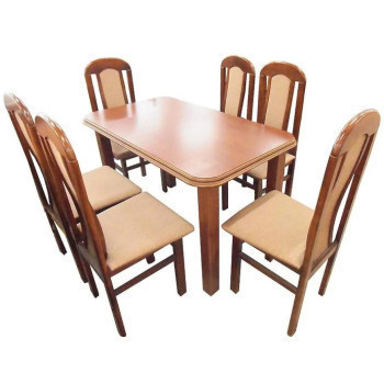 Pécs bútor Étkező készlet Max  1+6  ST342 KR338 BR2432 lampas .13kakaó.971 gesztenye
