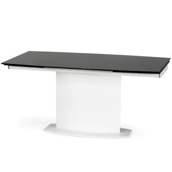 Pécs bútor Kinyitható asztalok  Anderson 160/250x90 cm  Üveg/acél – fekete/fehér