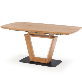 Pécs bútor Kinyitható asztalok  Blacky 160/220x90cm Mdf/Acél – Tölgy Aranysárga/Fekete