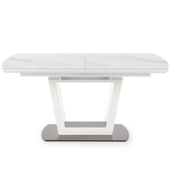 Pécs bútor Kinyitható asztalok  Blanco 160/200x90cm Üveg/Mdf/Acél – Fehér Marmur/Fehér