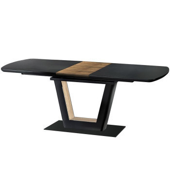 Pécs bútor Kinyitható asztalok  Farrel 160/200x90cm Üveg/Mdf/Acél – Fekete/Dióowy