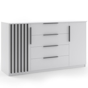 Pécs bútor Komód Atena 160x89x48 fehér/Lamel fekete