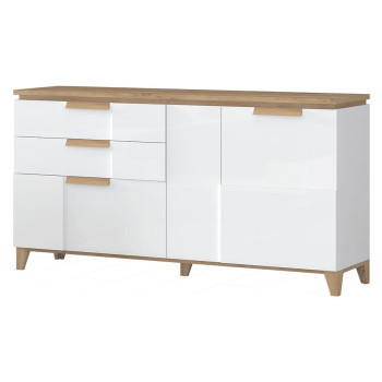 Pécs bútor Komód Brio K23 pacific walnut/crystal white