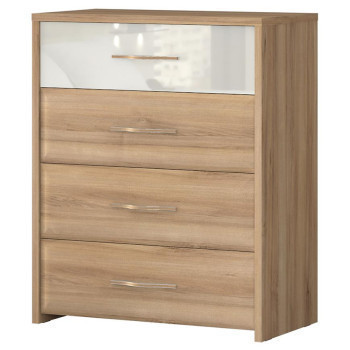 Pécs bútor Komód Gala f4/gl pacific walnut/beige