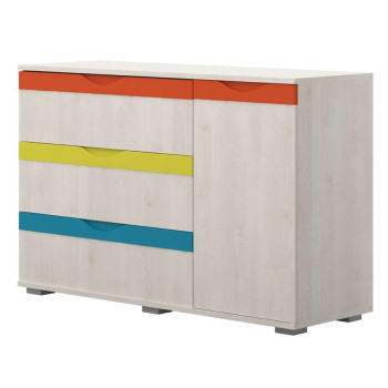 Pécs bútor Komód JOY-K13 polar pine/mango/lime/torquise