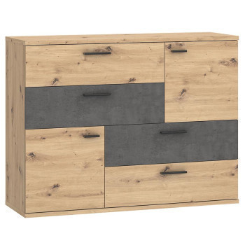 Pécs bútor Komód Skive tölgy Artisan/Konkrét