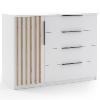 Pécs bútor Komód Sorento 120x89x48 fehér/Lamel Karany kraft