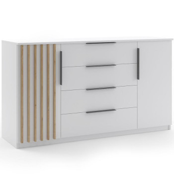 Pécs bútor Komód Sorento 160x89x48 fehér/Lamel Karany kraft