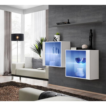 Pécs bútor Komód+Falipolc Switch Sb III Led Fehér/Grafit