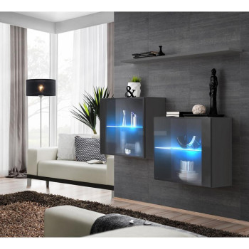 Pécs bútor Komód+Falipolc Switch Sb III Led Grafit
