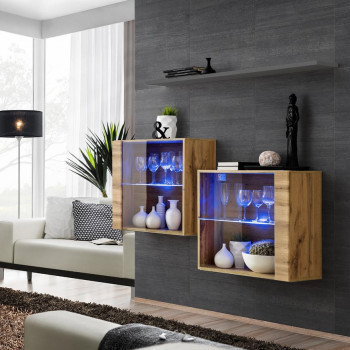 Pécs bútor Komód+Falipolc Switch Sb III Led Wotan/Grafit