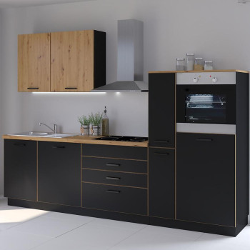 Pécs bútor Konyhabútor Blacky fekete/dąb artisan 280 felsővel
