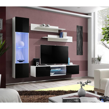 Pécs bútor Nappali bútor Fly R3+üveg fekete/fehér  + LED