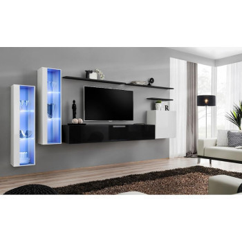 Pécs bútor Nappali bútor Switch üveg+LED XI fehér/Fekete