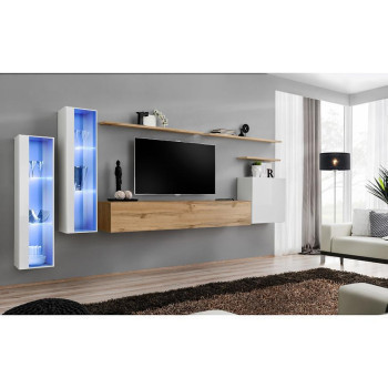 Pécs bútor Nappali bútor Switch üveg+LED XI fehér/Wotan