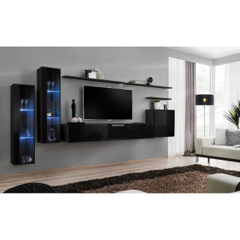 Pécs bútor Nappali bútor Switch üveg+LED XI Fekete