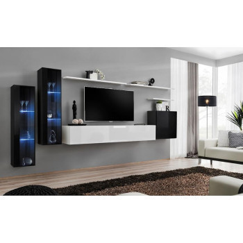 Pécs bútor Nappali bútor Switch üveg+LED XI Fekete/fehér