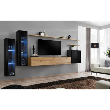 Pécs bútor Nappali bútor Switch üveg+LED XI Fekete/Wotan