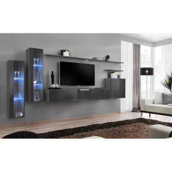 Pécs bútor Nappali bútor Switch üveg+LED XI Grafit
