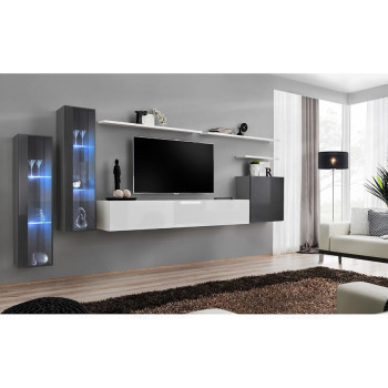 Pécs bútor Nappali bútor Switch üveg+LED XI Grafit/fehér