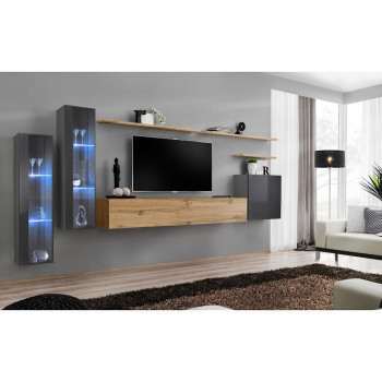 Pécs bútor Nappali bútor Switch üveg+LED XI Grafit/Wotan
