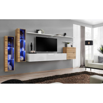 Pécs bútor Nappali bútor Switch üveg+LED XI Wotan/fehér