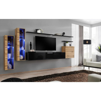 Pécs bútor Nappali bútor Switch üveg+LED XI Wotan/Fekete