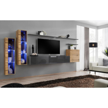 Pécs bútor Nappali bútor Switch üveg+LED XI Wotan/Grafit