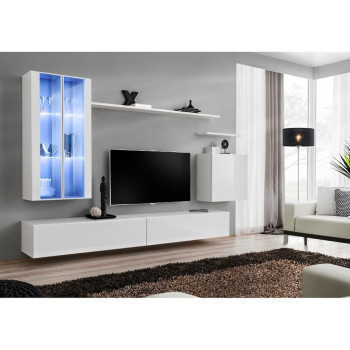 Pécs bútor Nappali bútor Switch üveg+LED XII fehér
